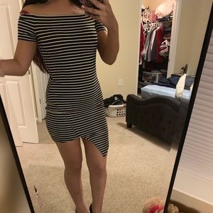 Black & white strip classy dress